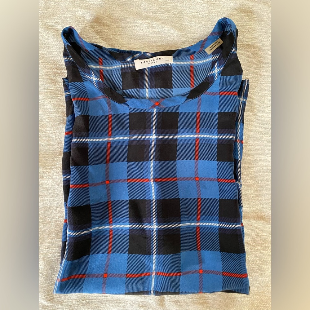 VGUC Equipment Femme Silk Riley Top - Size Small, Kurt Plaid Colors